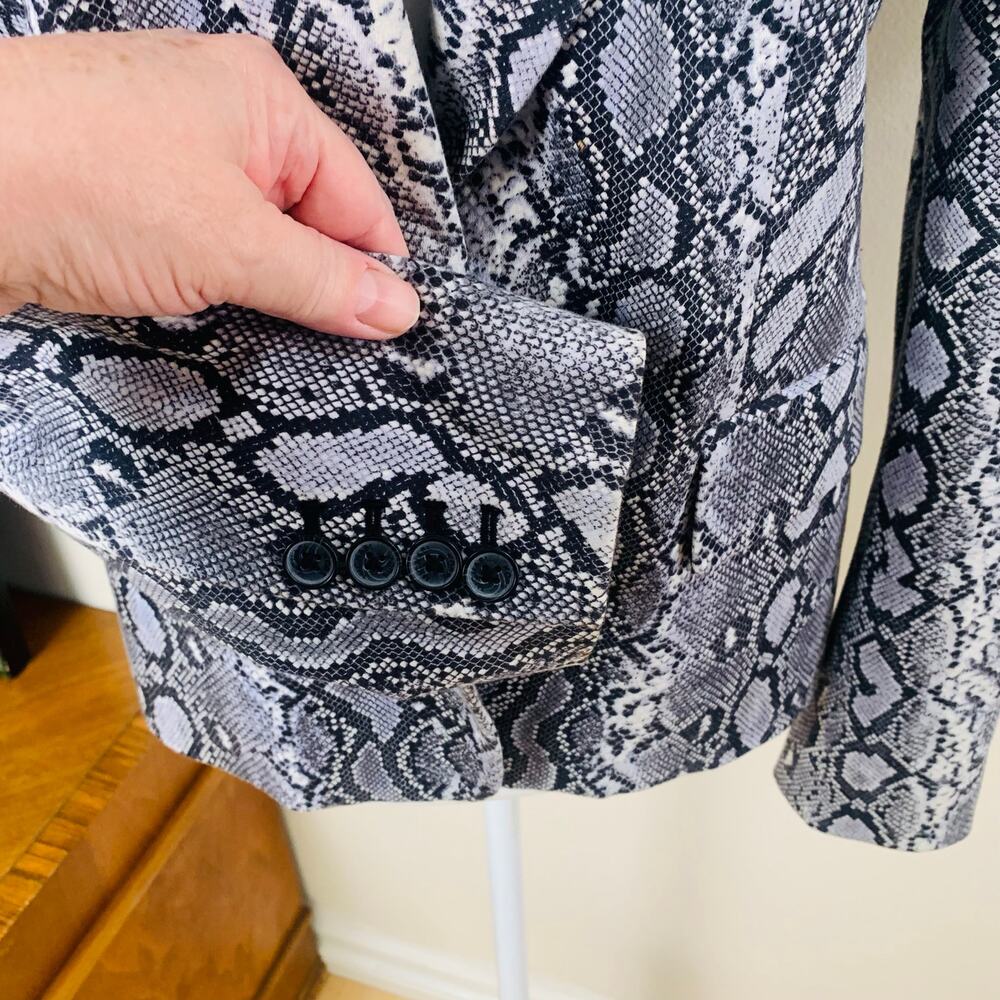 Michael Kors Black Gray Snake Print Blazer Jacket One Button Front Career Formal - Picture 6 of 9